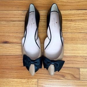 NWOT Kate Spade Black & Cream Bow Flats - UNWORN